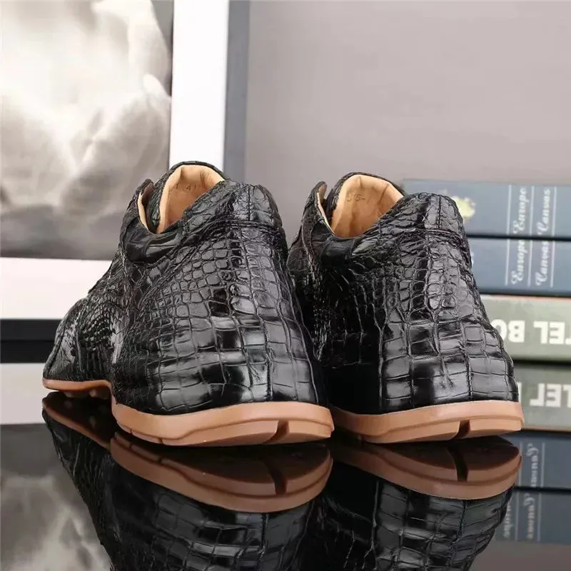 Men's Casual Genuine Crocodile Skin Lace-up Winter High Top Shoes