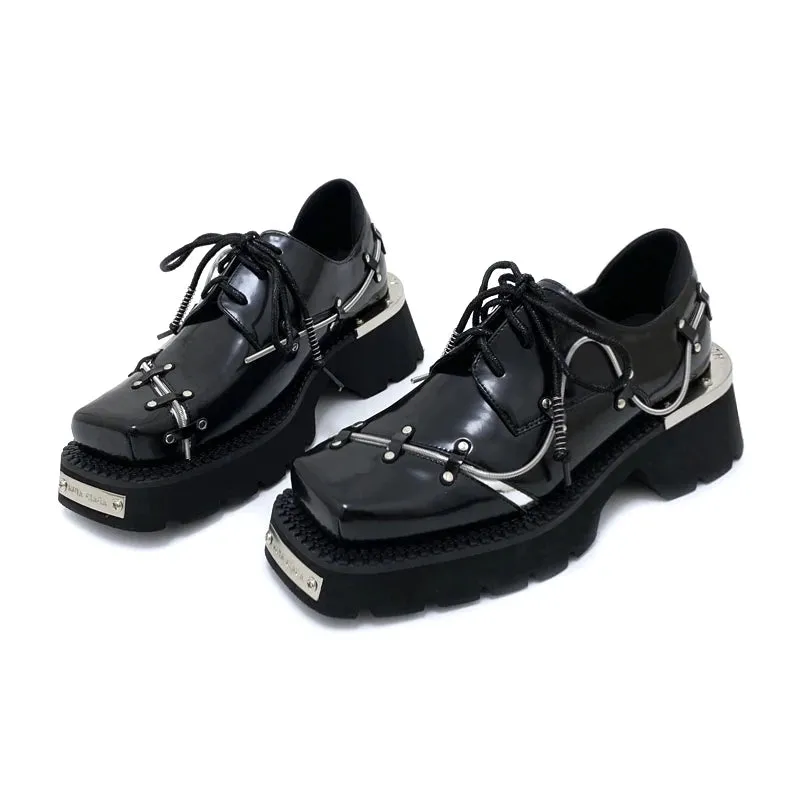 Men's Retro Punk British Style Thick Sole Big Toe Lace-up Casual Shoes