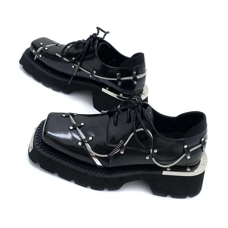 Men's Retro Punk British Style Thick Sole Big Toe Lace-up Casual Shoes