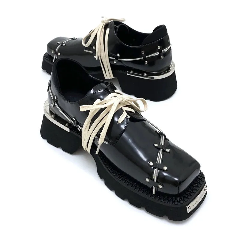 Men's Retro Punk British Style Thick Sole Big Toe Lace-up Casual Shoes