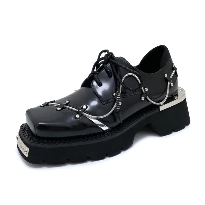 Men's Retro Punk British Style Thick Sole Big Toe Lace-up Casual Shoes