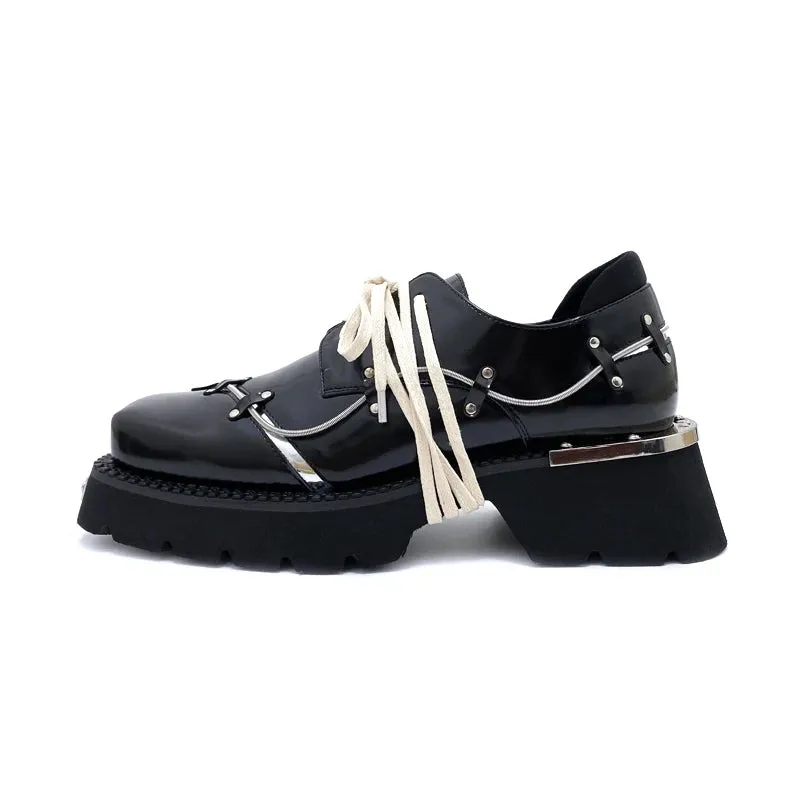 Men's Retro Punk British Style Thick Sole Big Toe Lace-up Casual Shoes