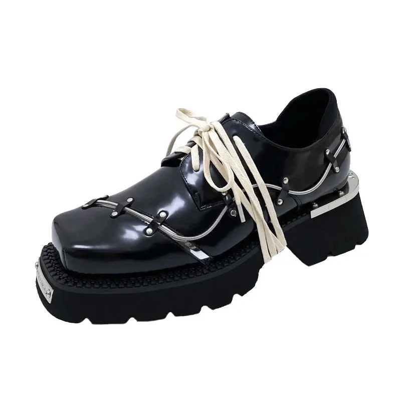 Men's Retro Punk British Style Thick Sole Big Toe Lace-up Casual Shoes