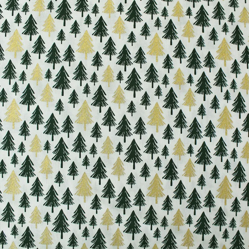 Metallic Christmas Cotton - Golden Enchanted Forest