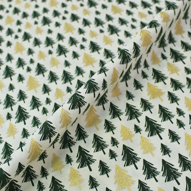 Metallic Christmas Cotton - Golden Enchanted Forest