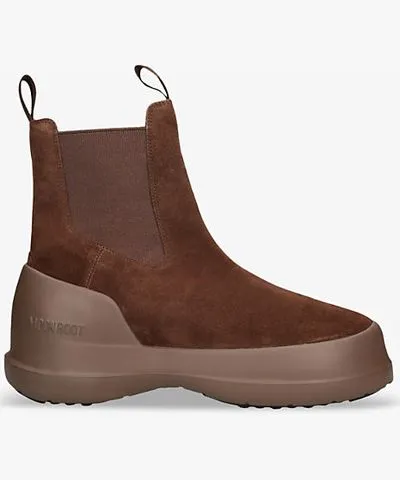 MOON BOOT Mens Brown Luna suede Chelsea boots