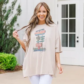 Motel America Boyfriend Tee, Light Mocha