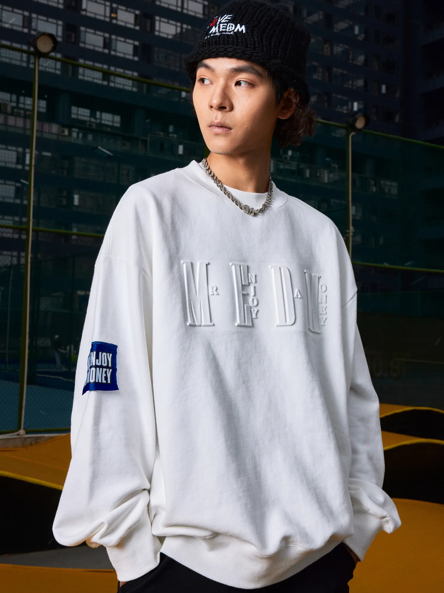 MR. ENJOY DA MONEY  |Unisex Sweat Street Style Long Sleeves Oversized Logo