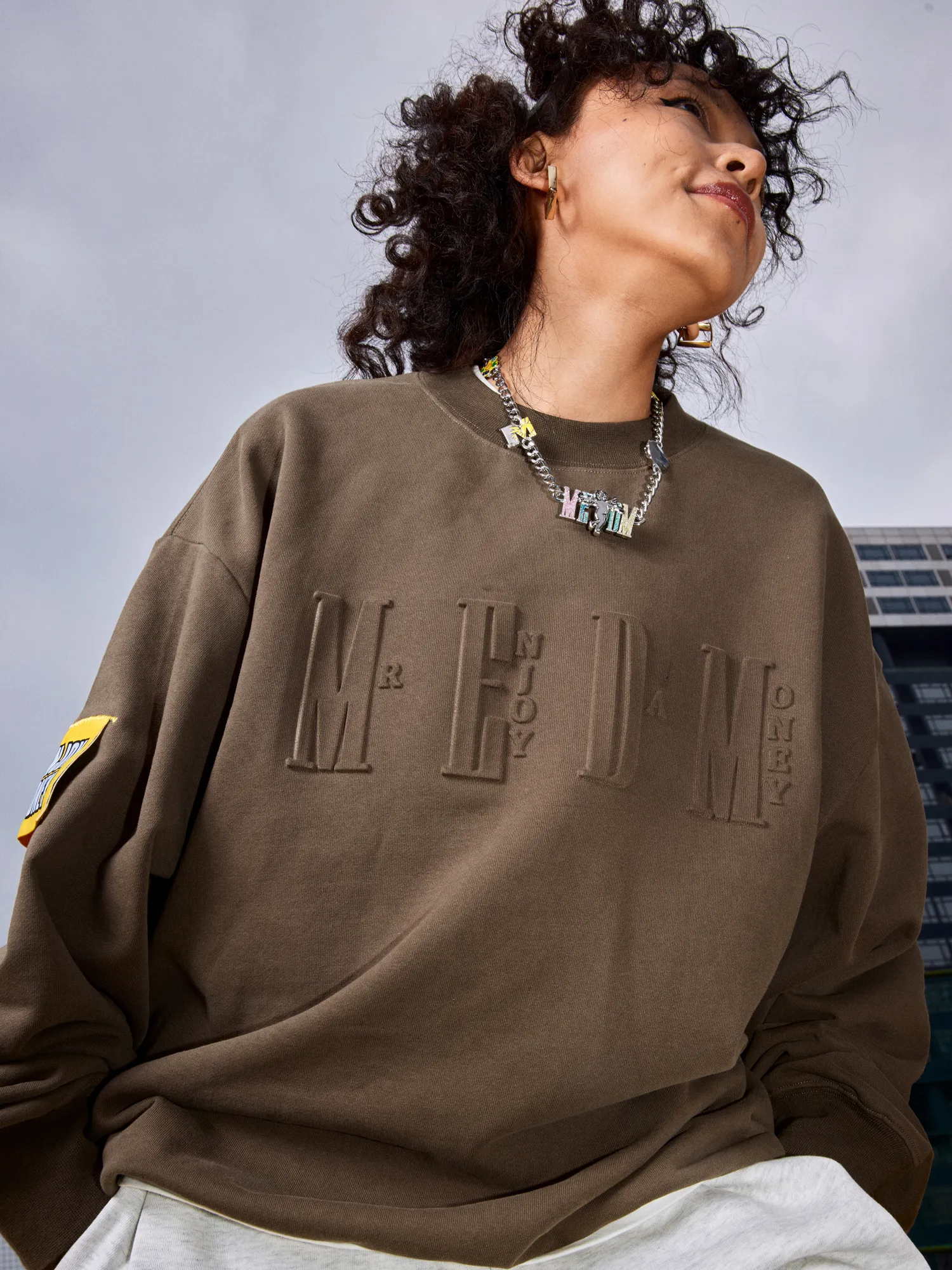 MR. ENJOY DA MONEY  |Unisex Sweat Street Style Long Sleeves Oversized Logo