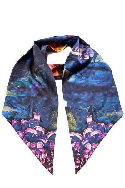 Mystic Chrysanthemum 100% Silk Skinny Scarf