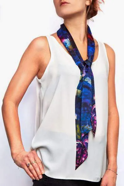 Mystic Chrysanthemum 100% Silk Skinny Scarf