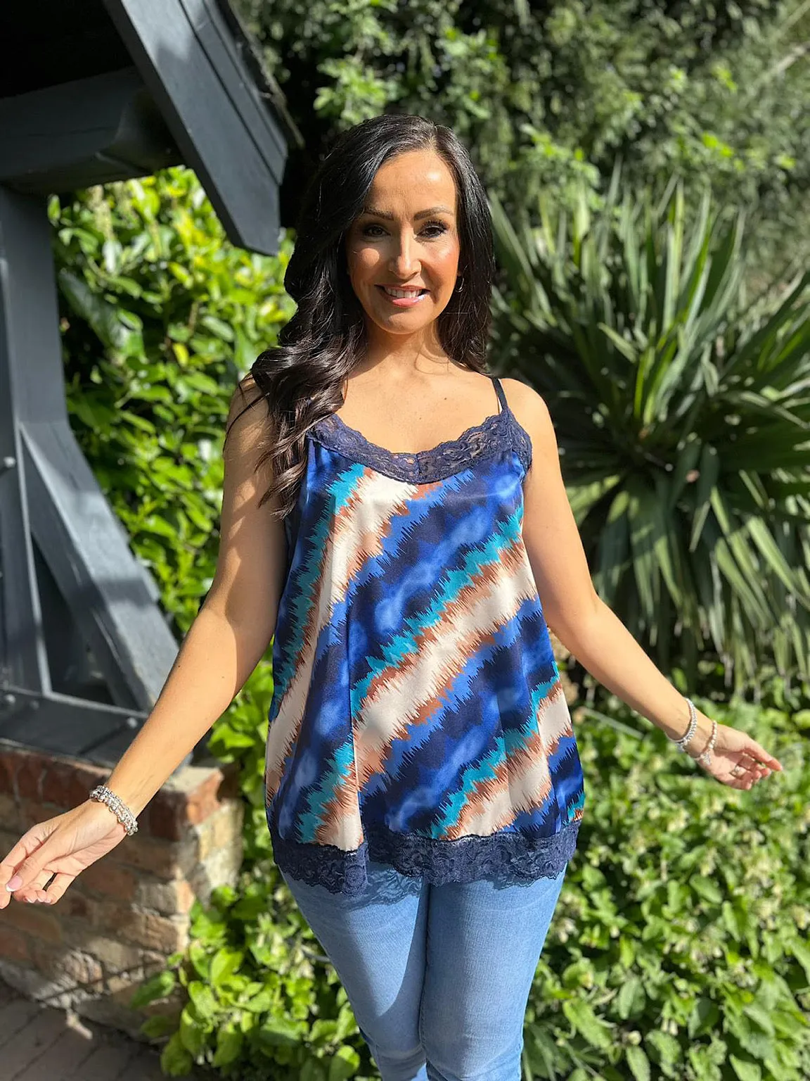 Navy Sketched Stripe Vest Top Immy