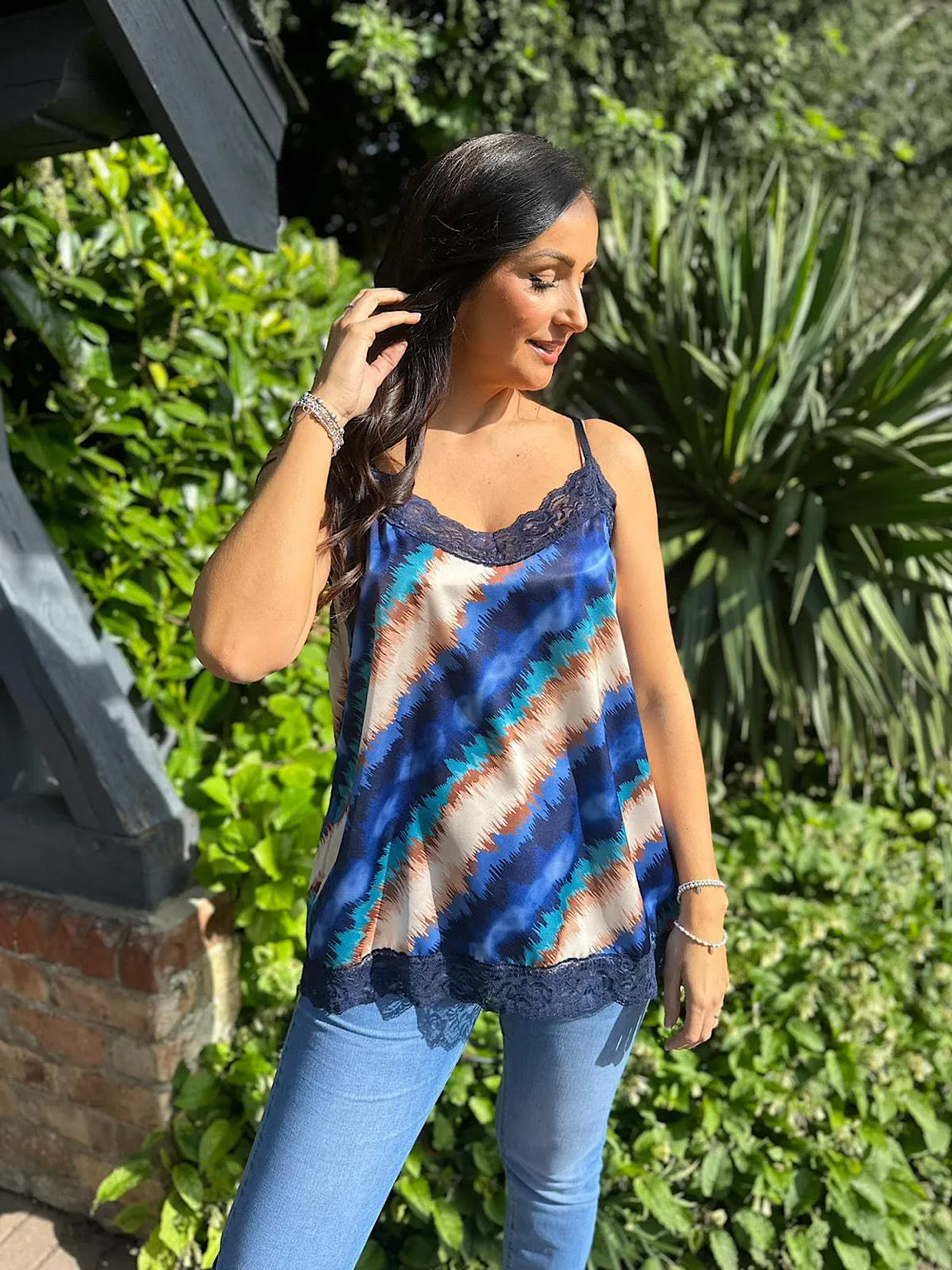 Navy Sketched Stripe Vest Top Immy