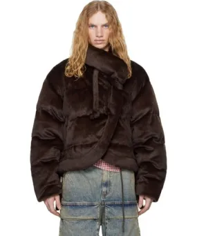 Ottolinger Brown Furry Strappy Puffer Down Jacket