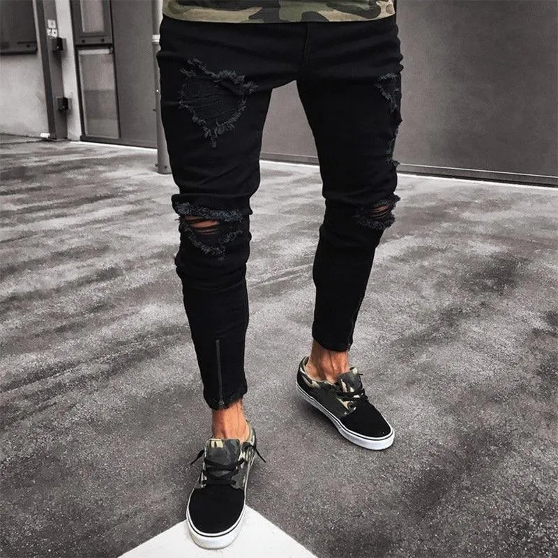 Pencil Ripped Jeans Pants For Men