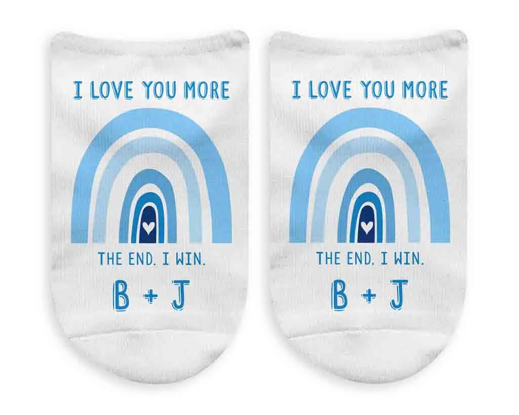 Personalized I Love You More with Blue Rainbow Design