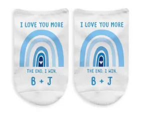 Personalized I Love You More with Blue Rainbow Design