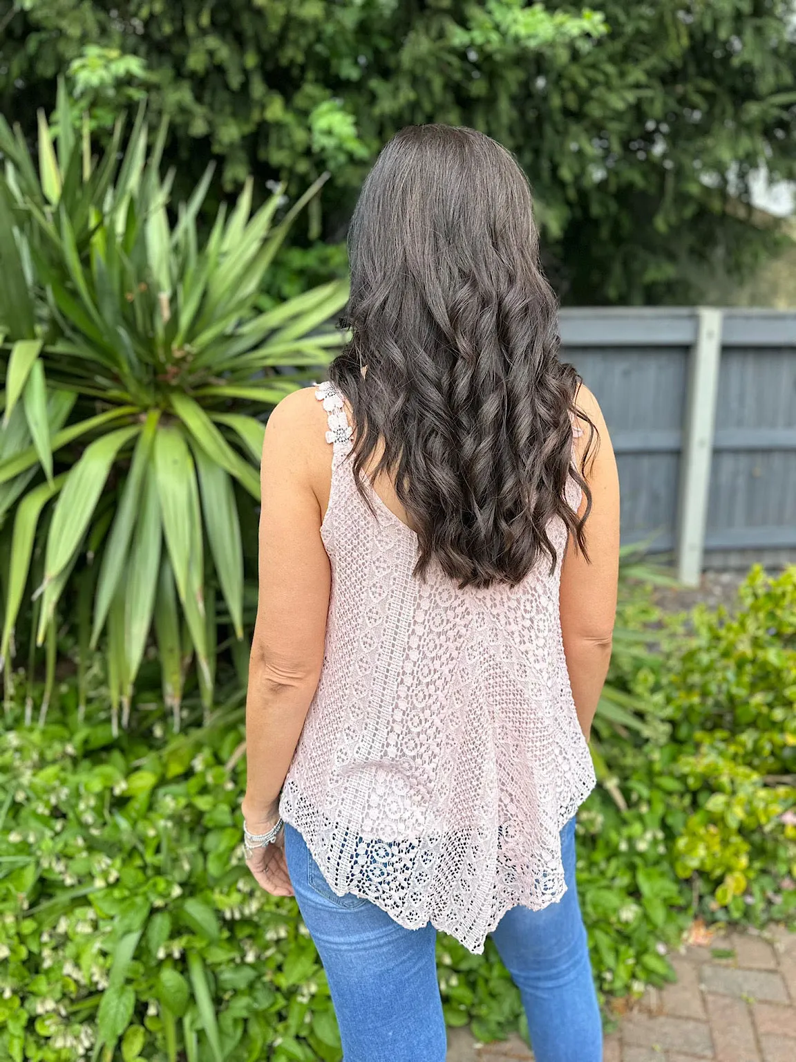 Pink Crochet Flower Strap Vest Top Tilly