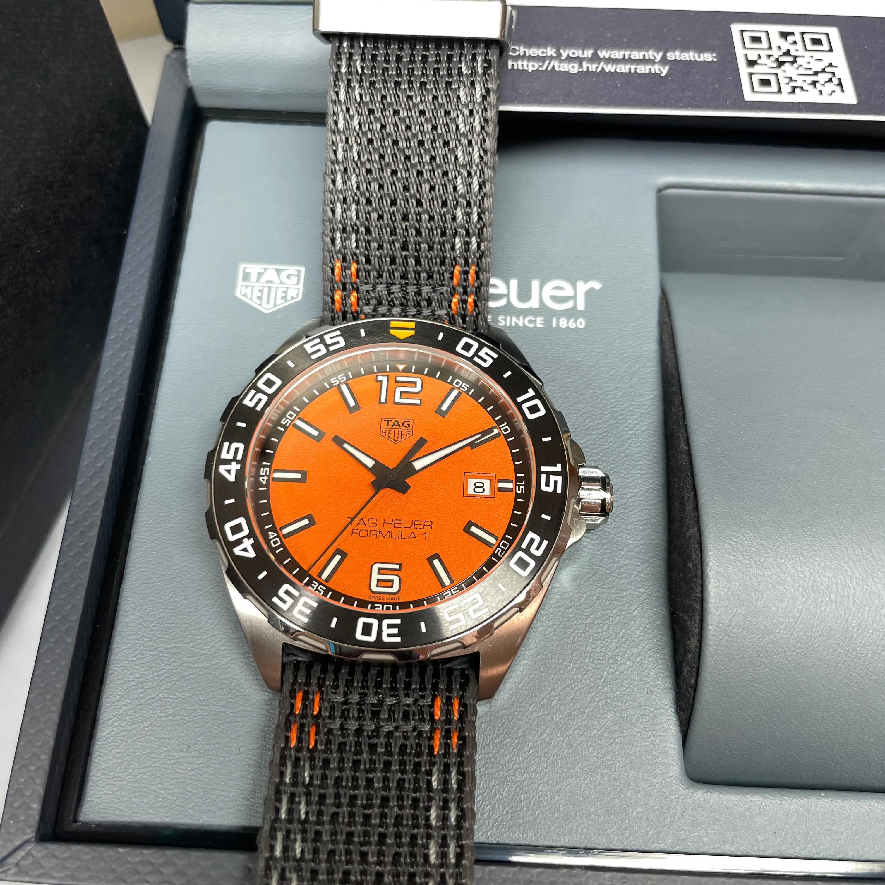 Pre-owned Tag Heuer 200M Formula 1 Orange Dial Quartz Watch 43MM WAZ1010A.FC8305