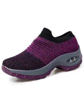 Purple stripe slip on double rocker bottom sneaker