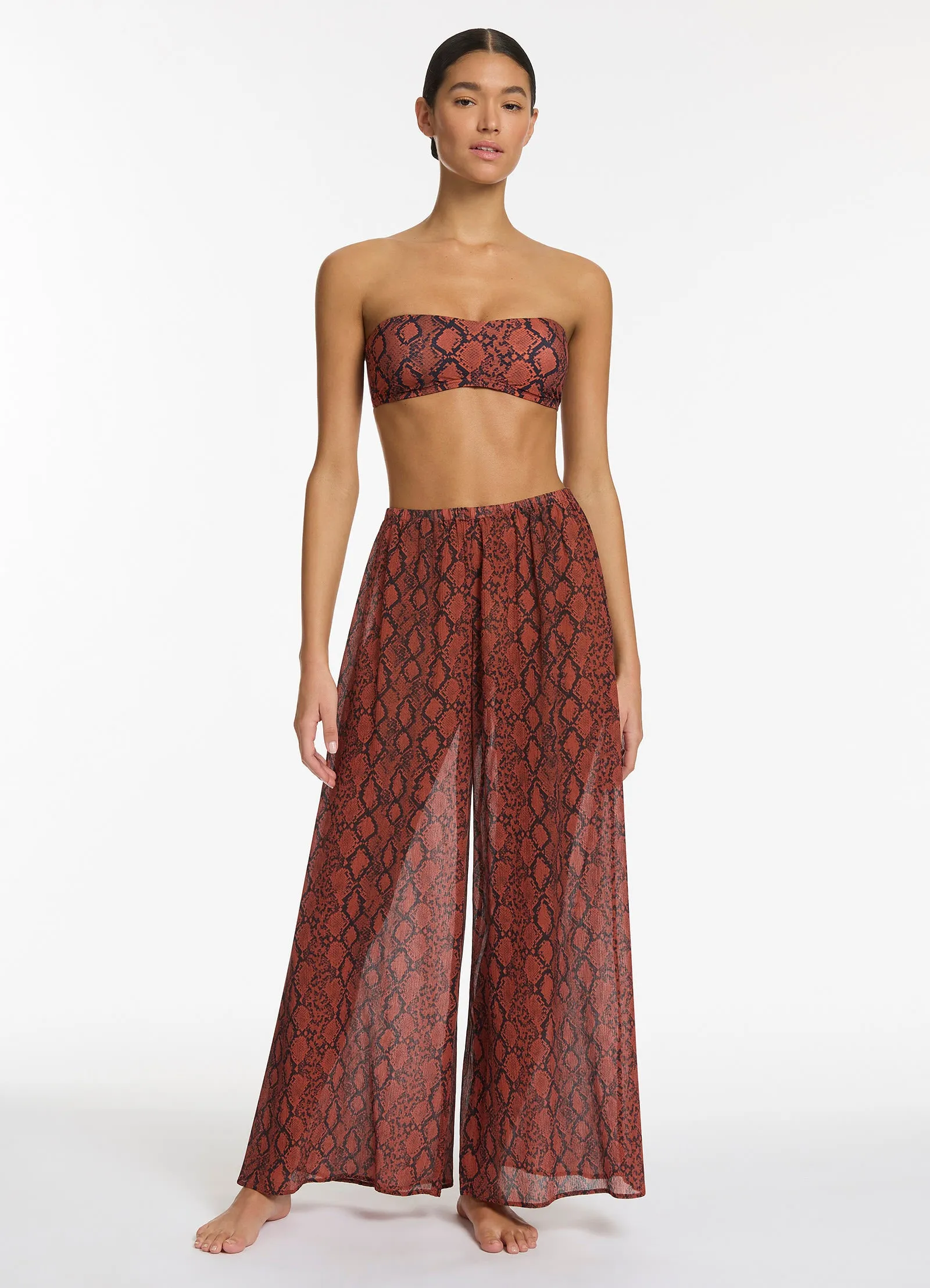 Python Crinkle Wide Leg Pant - Spice