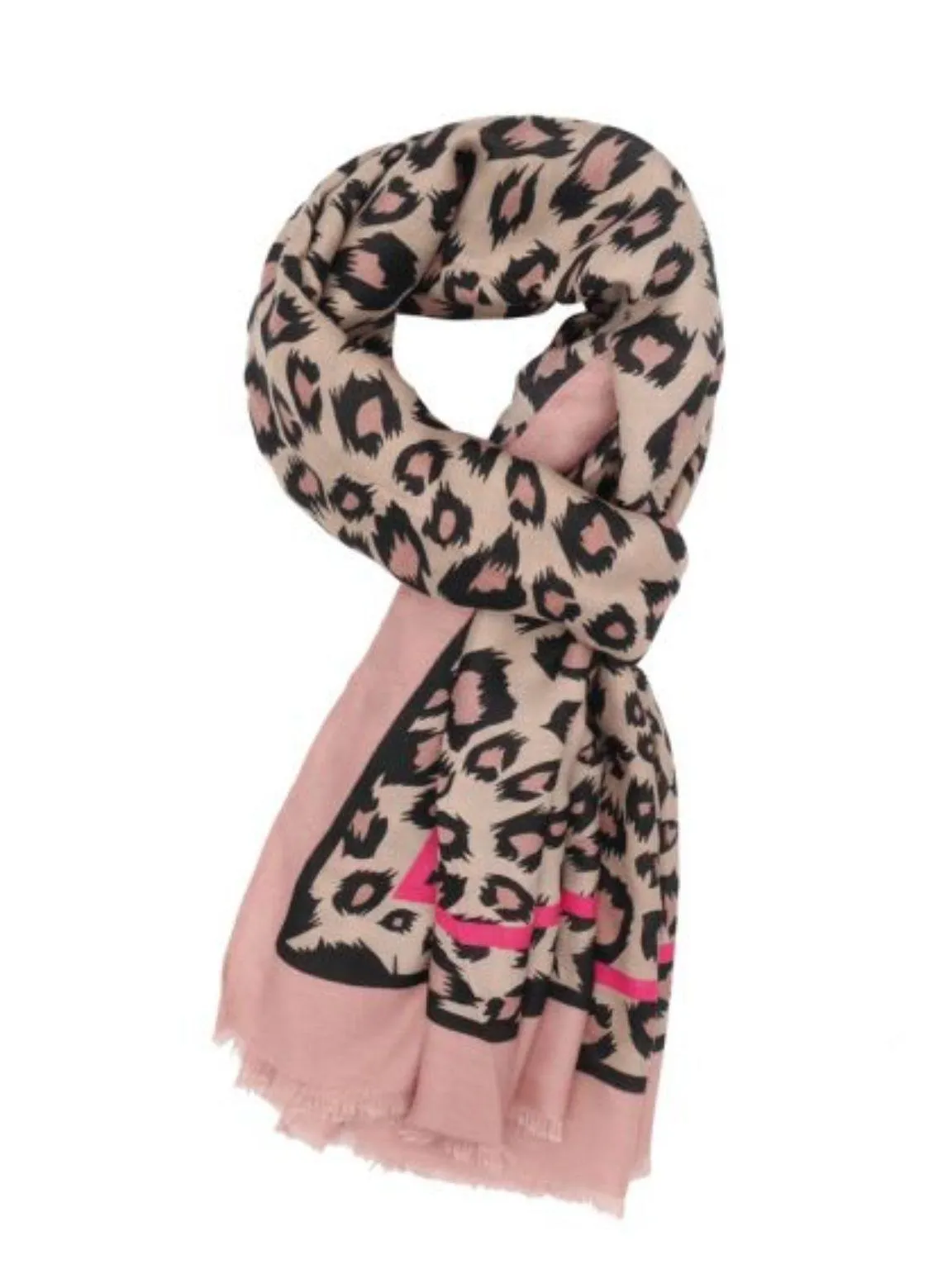 Raw Edge Leopard Scarf