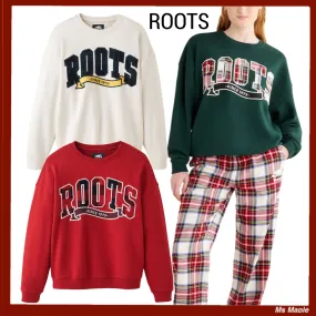 Roots  |Crew Neck Other Plaid Patterns Sweat Long Sleeves Cotton