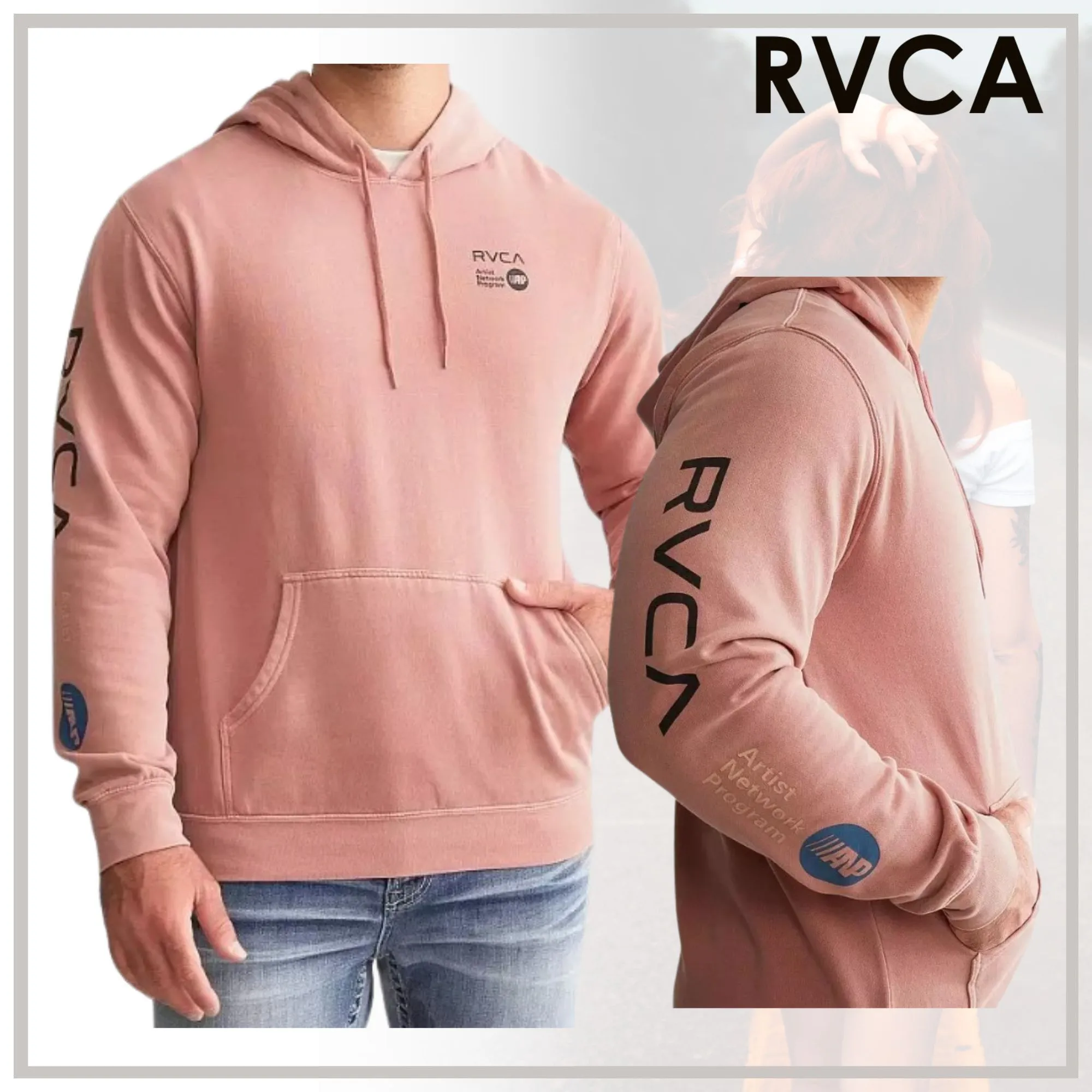 RVCA  |Unisex Street Style Long Sleeves Plain Oversized Logo