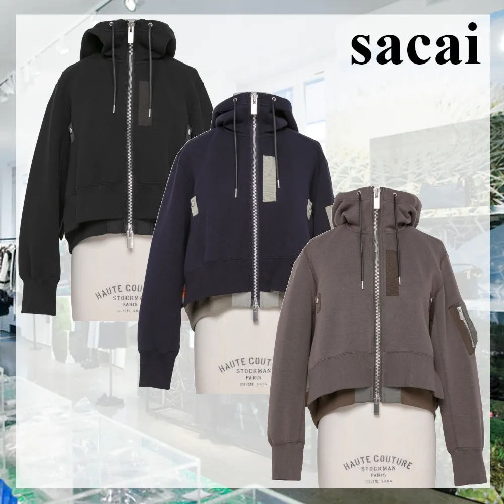 sacai  |Sweat Nylon Blended Fabrics Street Style Bi-color