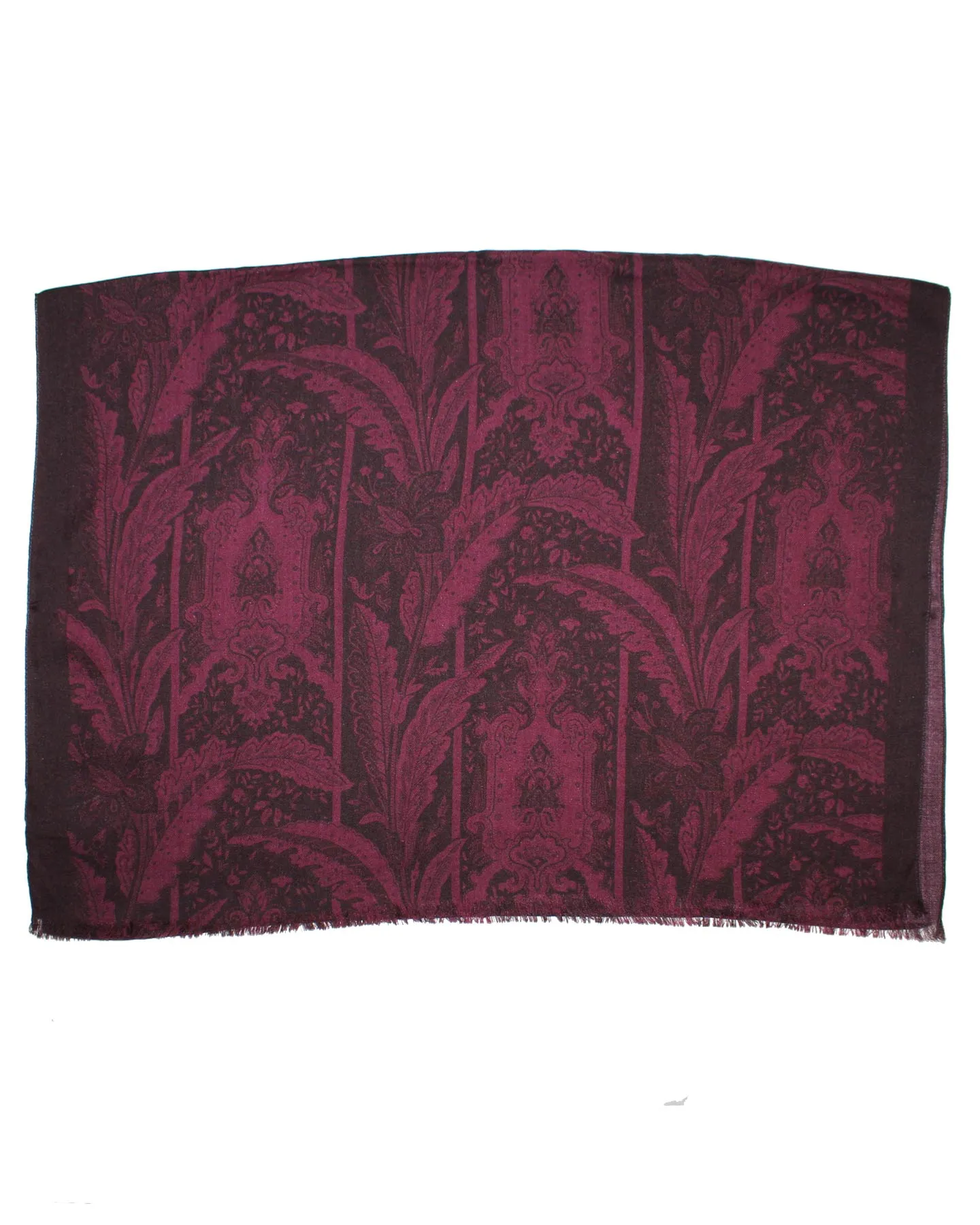 Sartorio Scarf Black Purple Floral - Luxury Wool Silk Shawl