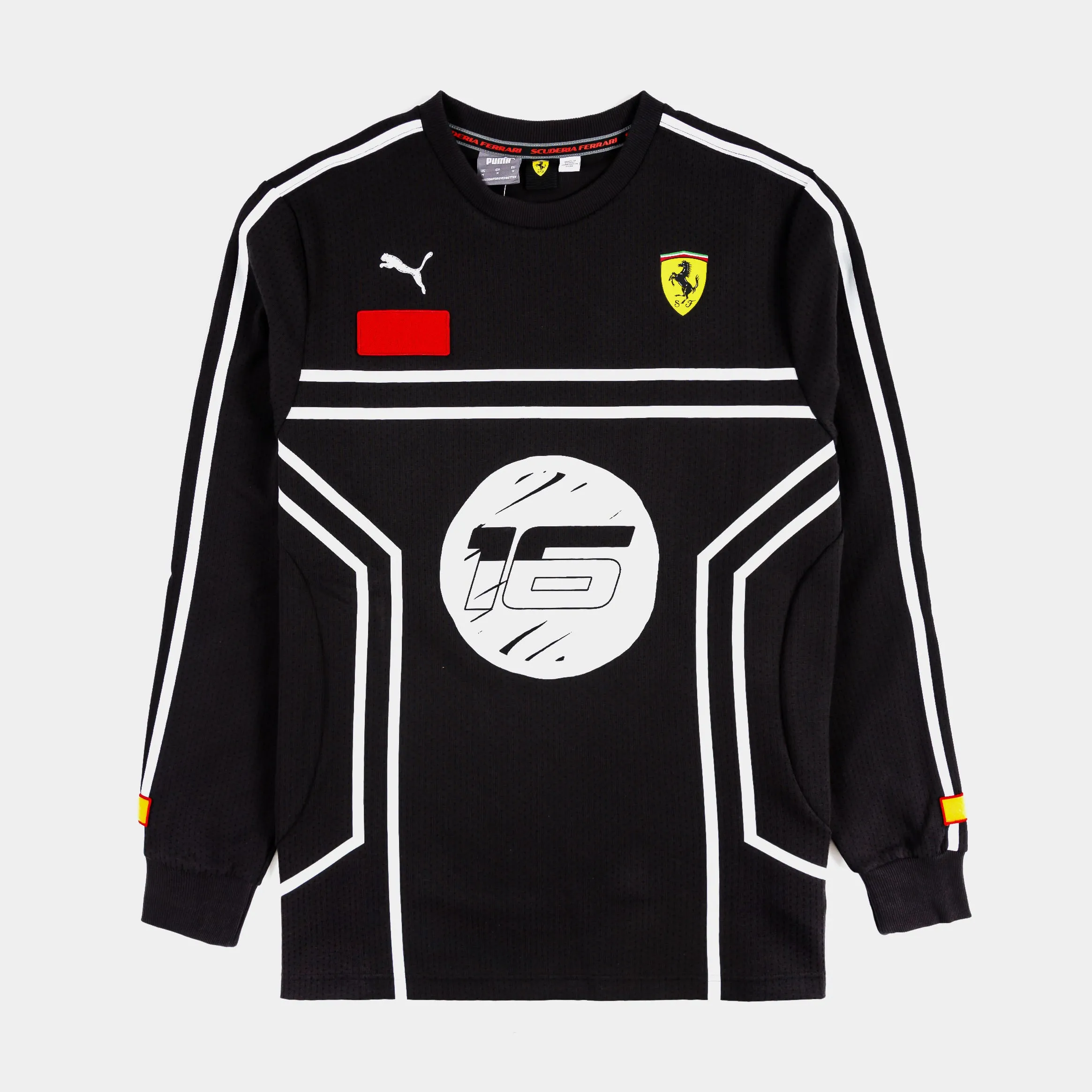 Scuderia Ferrari x Joshua Vides Mesh Mens Long Sleeve Shirt (Black)