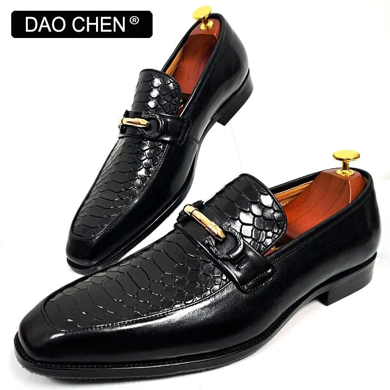 SNAKE PRINT SHOES GENUINE LEATHER HANDMADE DRESS SHOE