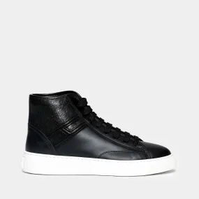 Sneaker H366 in pelle nera con fondo a cassetta