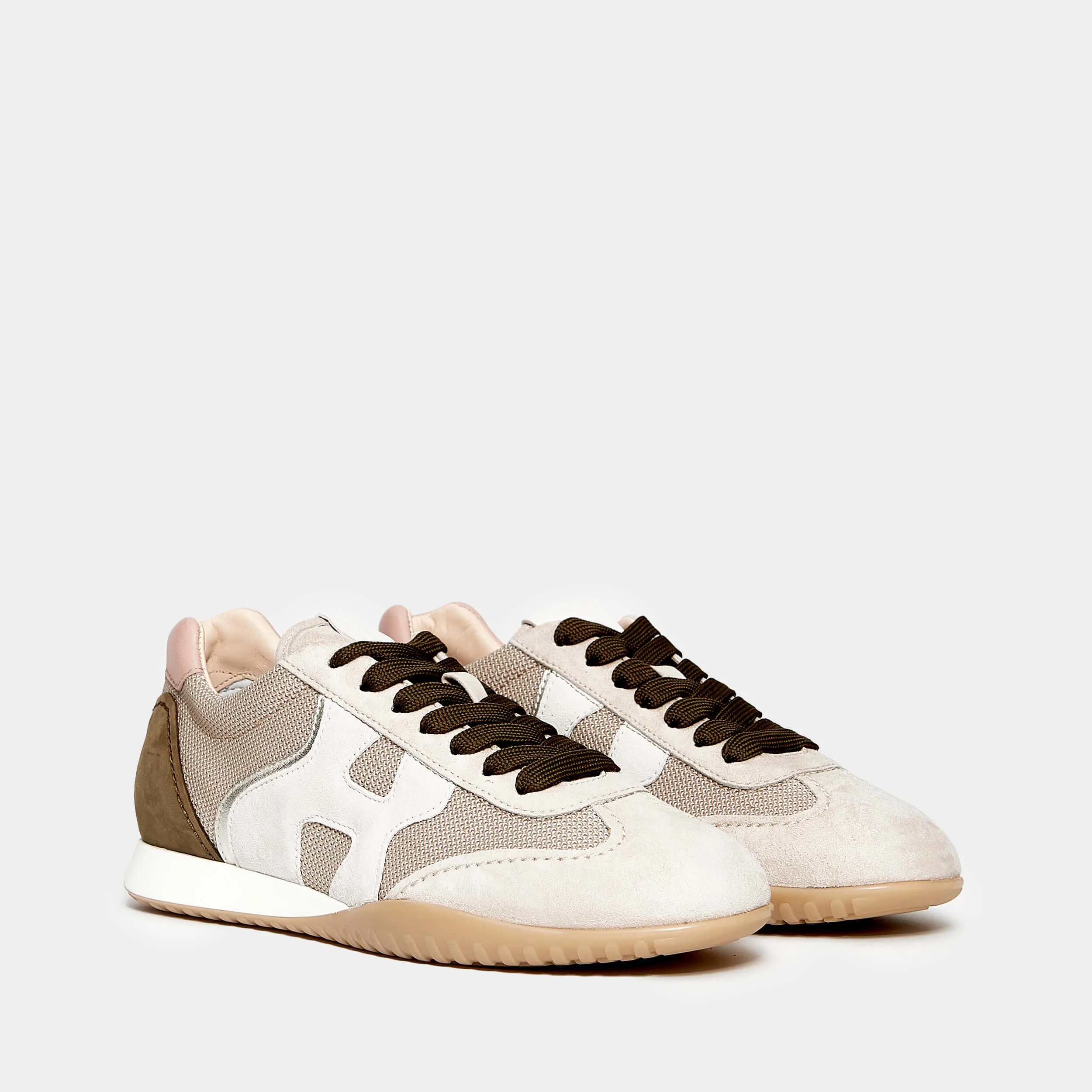 Sneaker OLYMPIA Z  in suede beige e tessuto tecnico