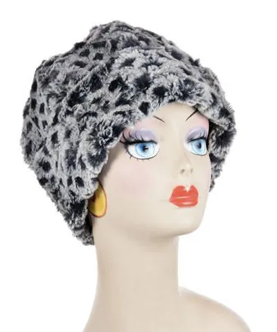 Snow Owl with Cuddly Black Luxury Faux Fur Medium Beanie