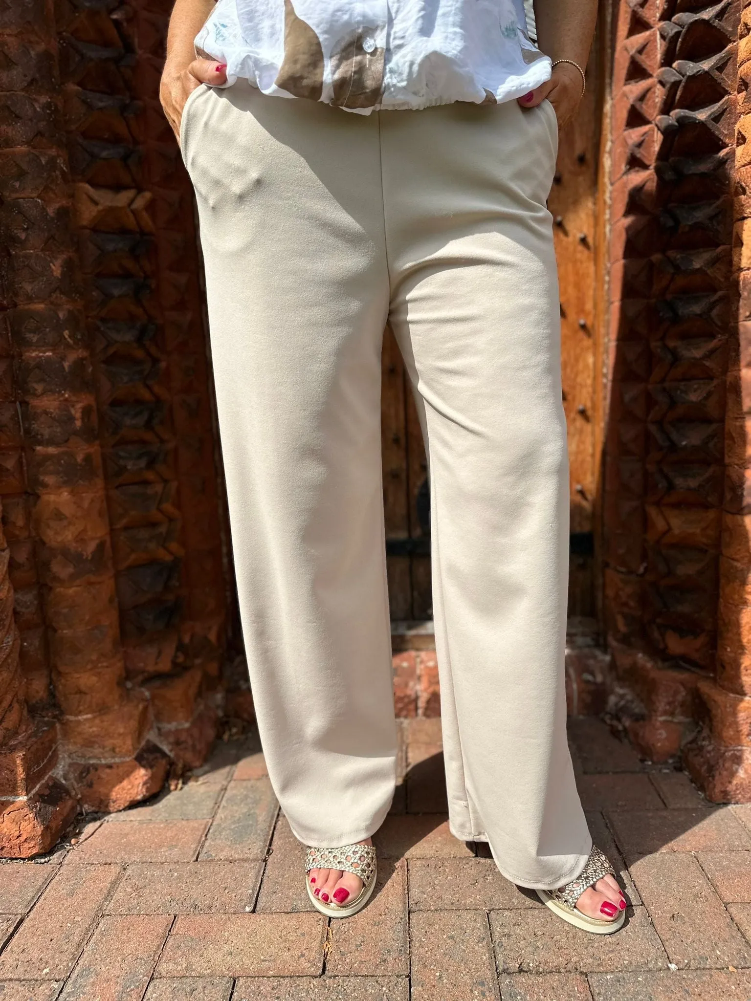 Stone Wide Leg Trousers