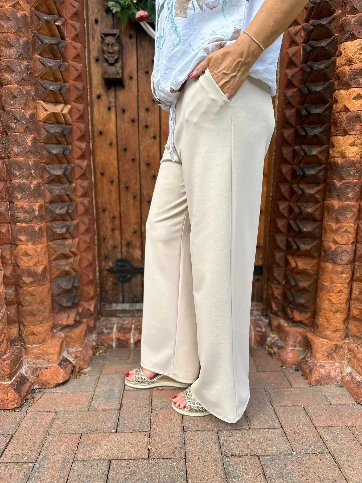 Stone Wide Leg Trousers