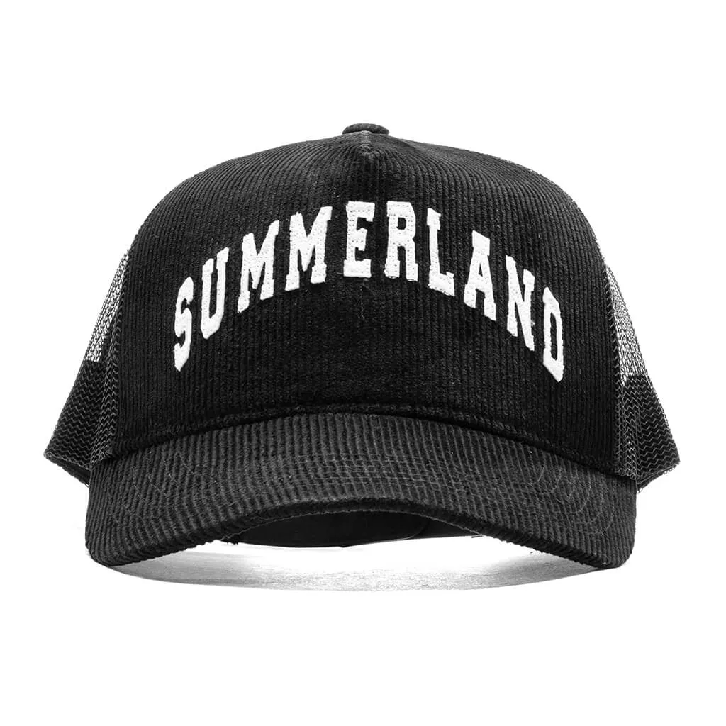 Summer Land Corduroy Trucker Hat - Black