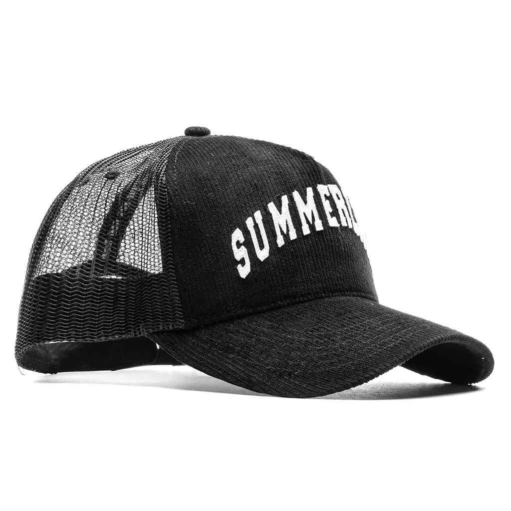 Summer Land Corduroy Trucker Hat - Black