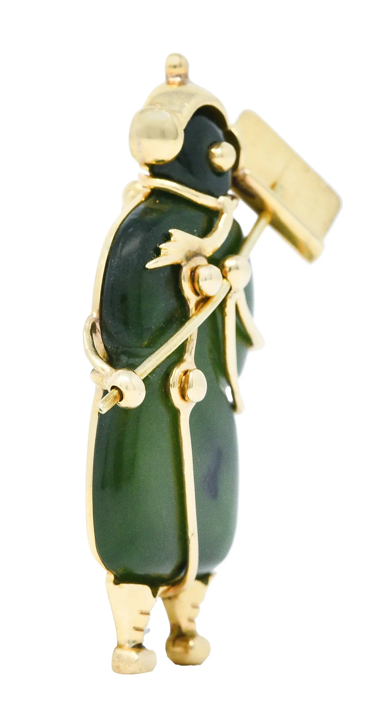 Tiffany & Co. 1960's Vintage Nephrite Jade 14 Karat Gold Snowman Brooch