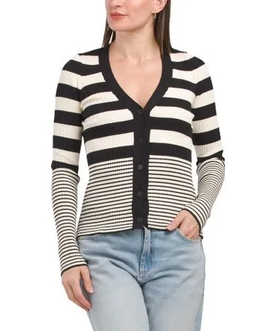 Tj Maxx Long Sleeve Striped Knit Cardigan Top For Women