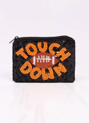 Touch Down Sequin Pouch BLACK ORANGE