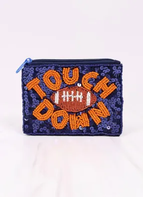 Touch Down Sequin Pouch NAVY ORANGE