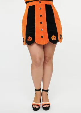 Unique Vintage Smak Parlour Pumpkin 60's Mini Skirt Black Orange