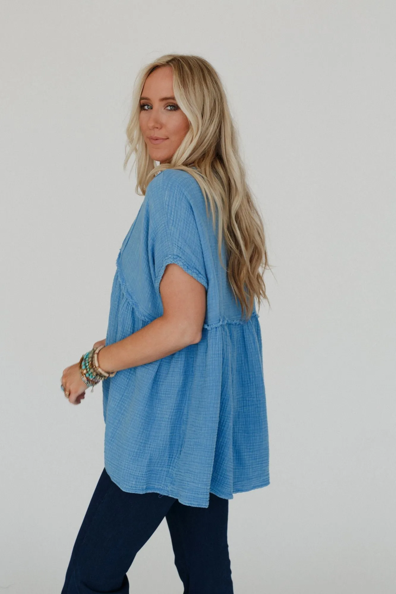 Urban Drift Button Down Top - Blue