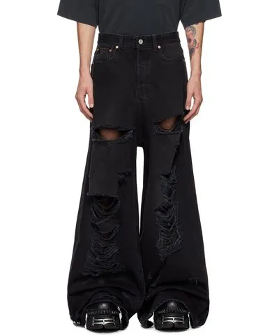 VETEMENTS Black Ripped Big Shape Jeans