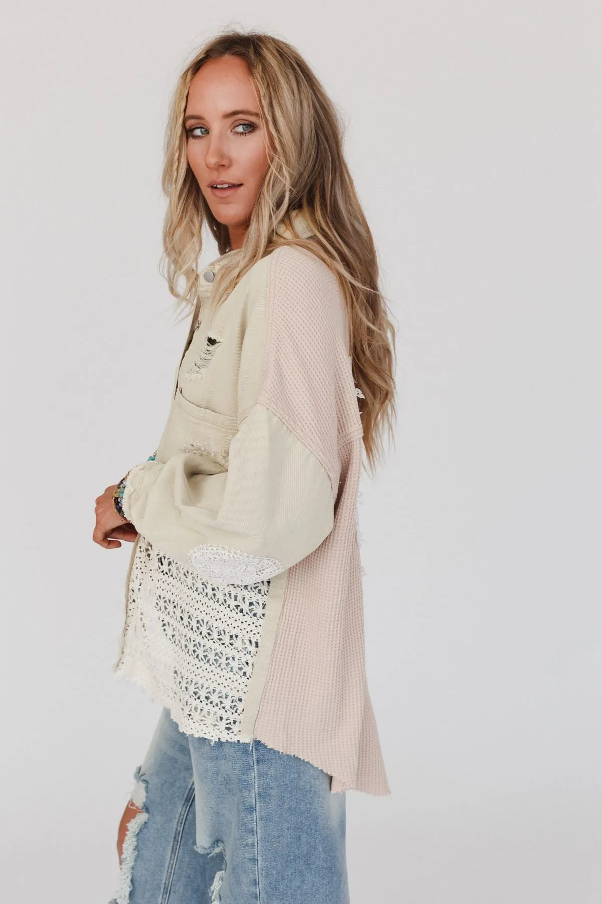 Way Home Patch Detail Shacket - Beige