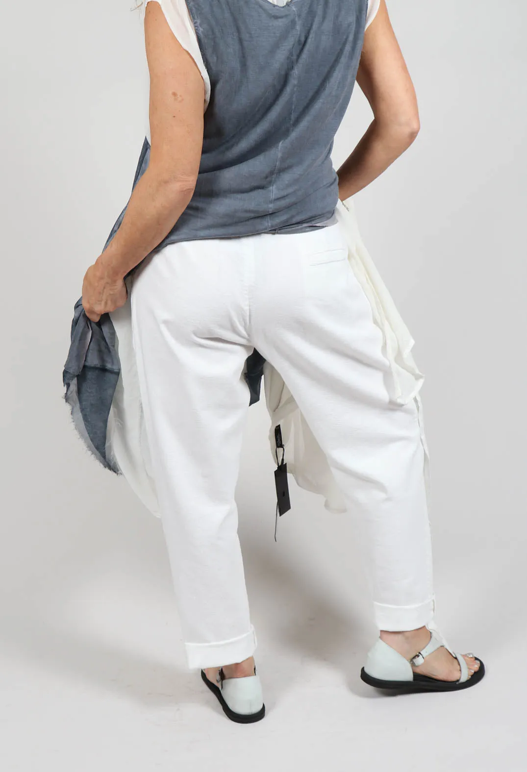 White Denim Cotton Trousers