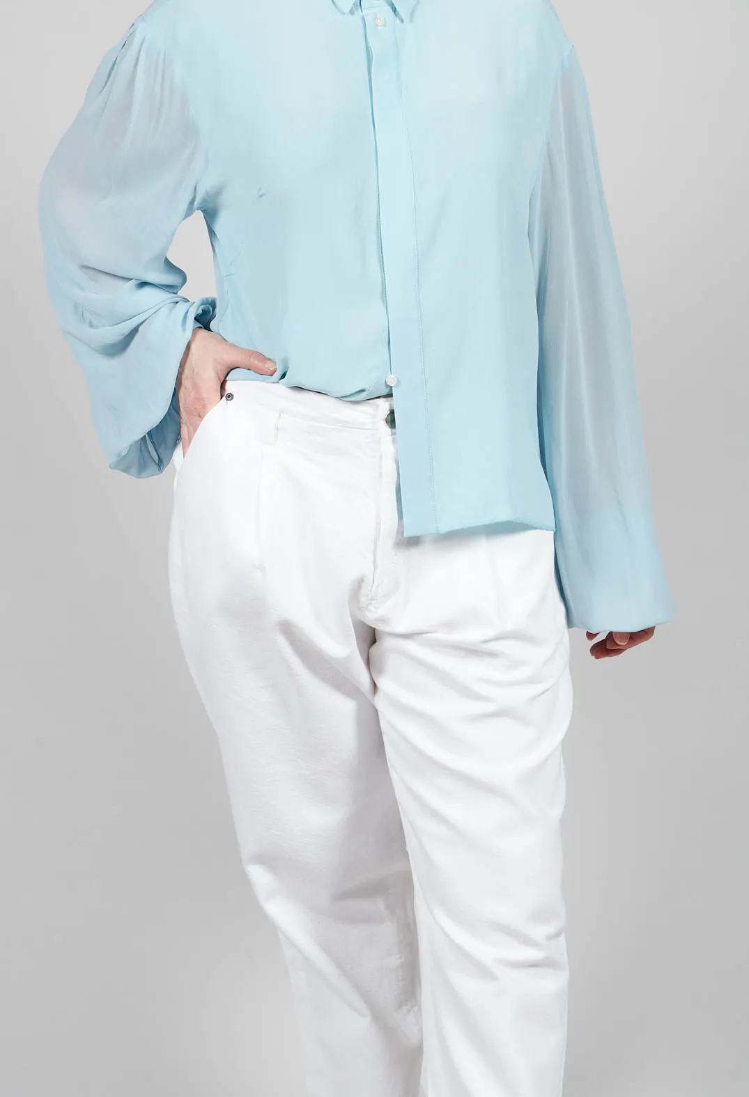 White Denim Cotton Trousers