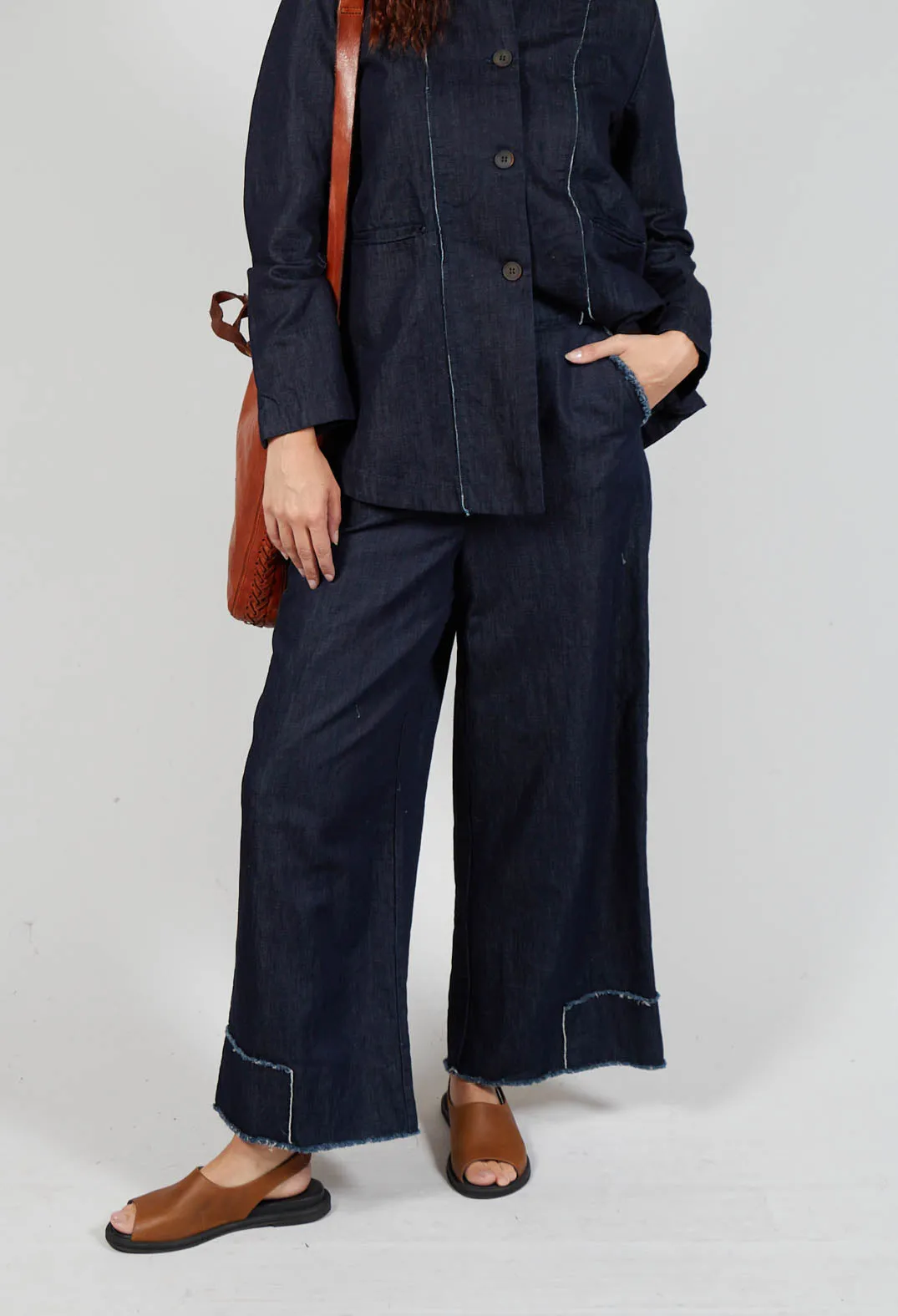 Wide Leg Denim Trousers